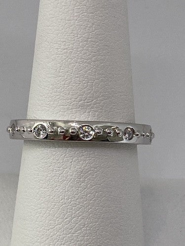 925 Sterling Silver CZ Band Ring Size 8