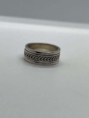 925 Sterling Silver & Spinner Geo Art Ring Size 7