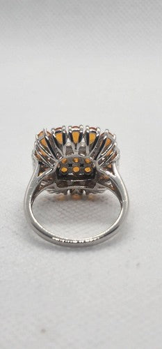 925 Sterling Silver CZ Orange Ring Size 8