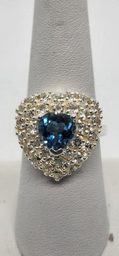 925 Sterling Silver Topaz Ring Size 8