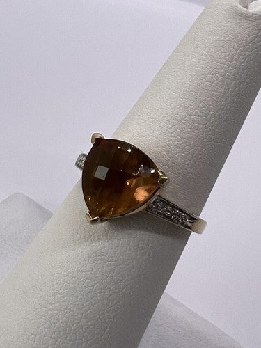 925 Sterling Silver Gold Plated CZ Ring Size 6.5
