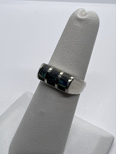 925 Sterling Silver Abalone Ring Size 5