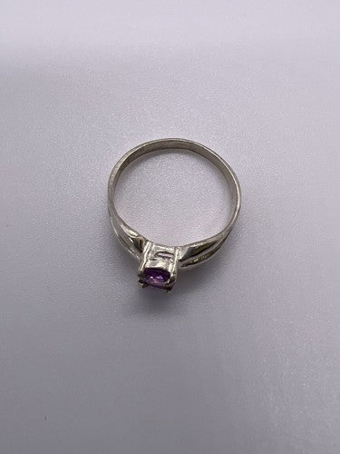 925 Sterling Silver Amethyst Ring Size 8