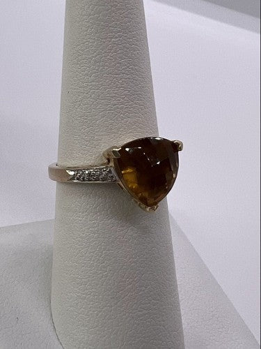 925 Sterling Silver Gold Plated CZ Ring Size 6.5