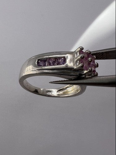 925 Sterling Silver Pink CZ Ring Size 6