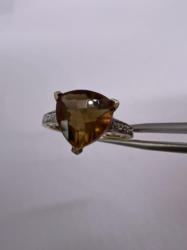 925 Sterling Silver Gold Plated CZ Ring Size 6.5