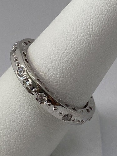 925 Sterling Silver CZ Band Ring Size 8