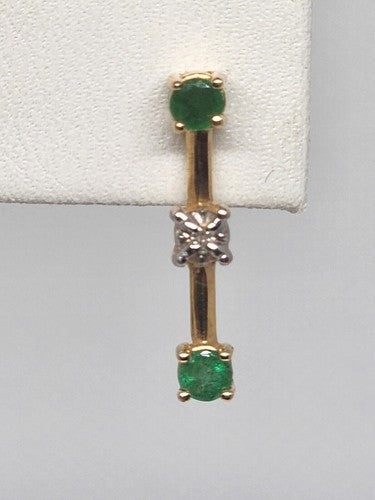 10K YELLOW GOLD EMERALD & DIAMOND EARRINGS & NECKLACE  SET