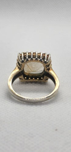 925 Sterling Silver With Quartz & Helidor Ring Size 9.5