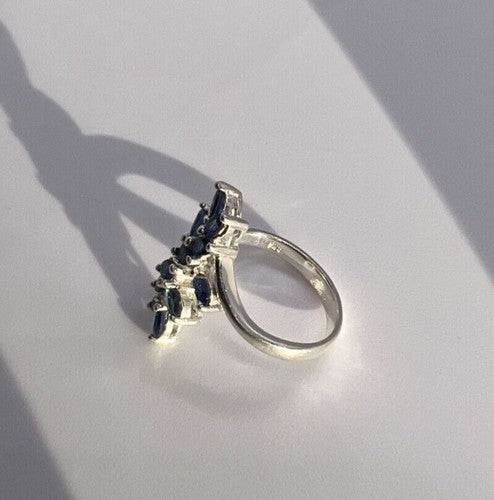 925 Sterling Silver & Sapphires Ring Size 6