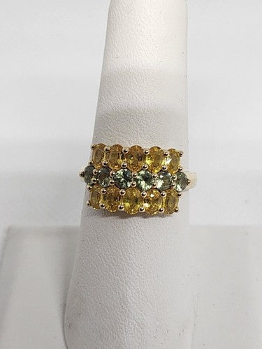 10K Yellow Gold Citrine & Aquamarine Ring Size 6