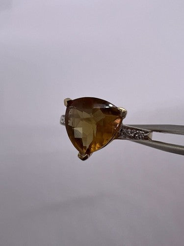 925 Sterling Silver Gold Plated CZ Ring Size 6.5
