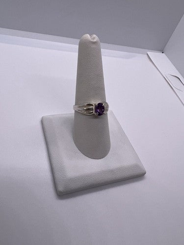 925 Sterling Silver Amethyst Ring Size 8
