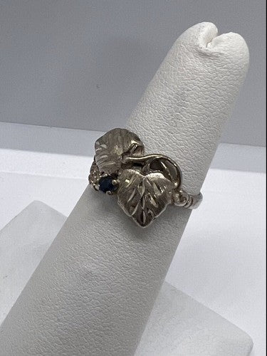 925 Sterling Silver Sapphire Ring Size 4.5