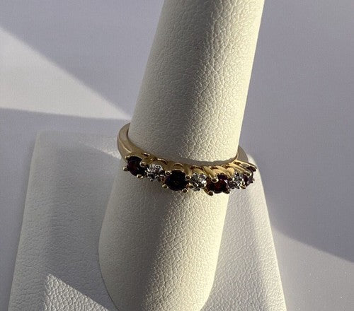 925 Sterling Silver Gold Plated Tourmaline Ring Size 7.5