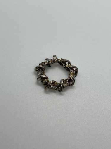 925 Sterling Silver Twisted Wire & CZ Ring Size 8.5