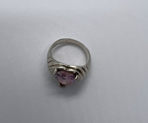 925 Sterling Silver Pink CZ "Heart" Ring Size 6.5