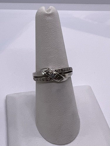 Vintage 925 Sterling Silver Colorless Sapphire Ring Size 7