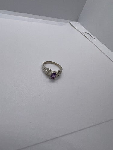 925 Sterling Silver Amethyst Ring Size 8