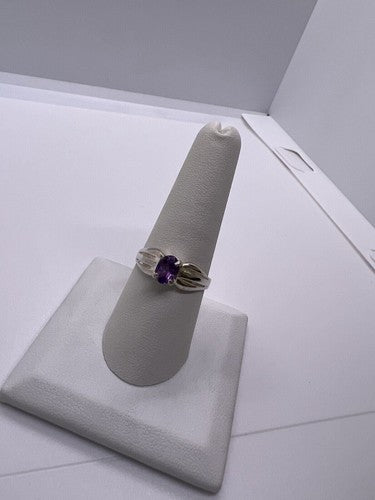 925 Sterling Silver Amethyst Ring Size 8