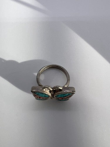 925 Sterling Silver & Opal Butterfly Ring Size 4.5