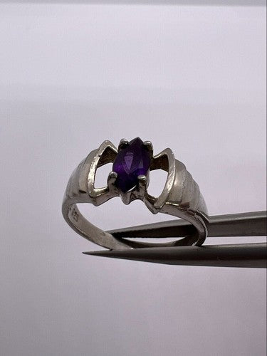 925 Sterling Silver Amethyst Ring Size 8