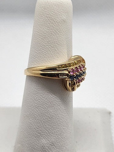 14K Yellow Gold Tourmaline & Diamond Ring Size 5.5