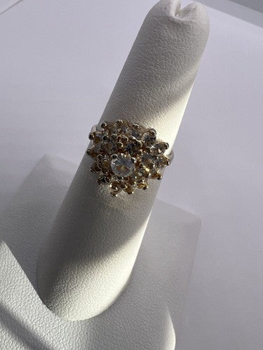 925 Sterling Silver with Gilding CZ Ring Size 5.5