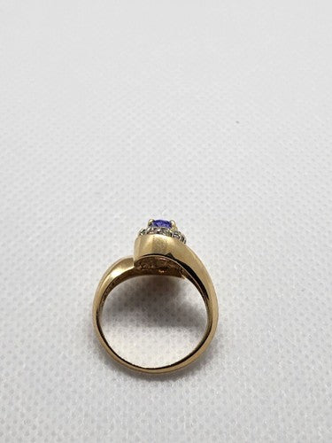 14K Yellow Gold Tanzanite & Diamonds Ring Size 5