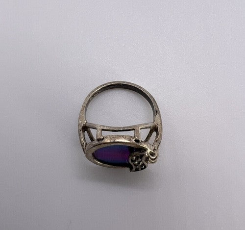925 Sterling Silver Enamel & CZ Ring Size 5