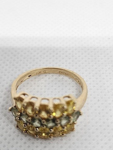 10K Yellow Gold Citrine & Aquamarine Ring Size 6