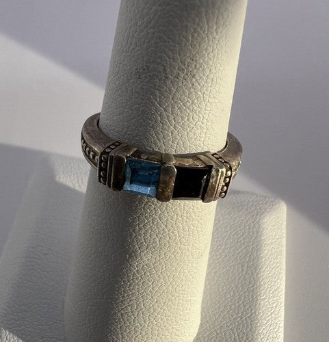 925 Sterling Silver Topaz & Tourmaline Ring Size 5.5