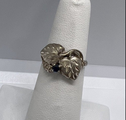 925 Sterling Silver Sapphire Ring Size 4.5