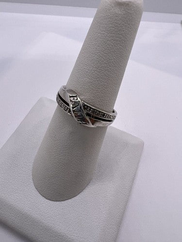 Vintage 925 Sterling Silver Colorless Sapphire Ring Size 7