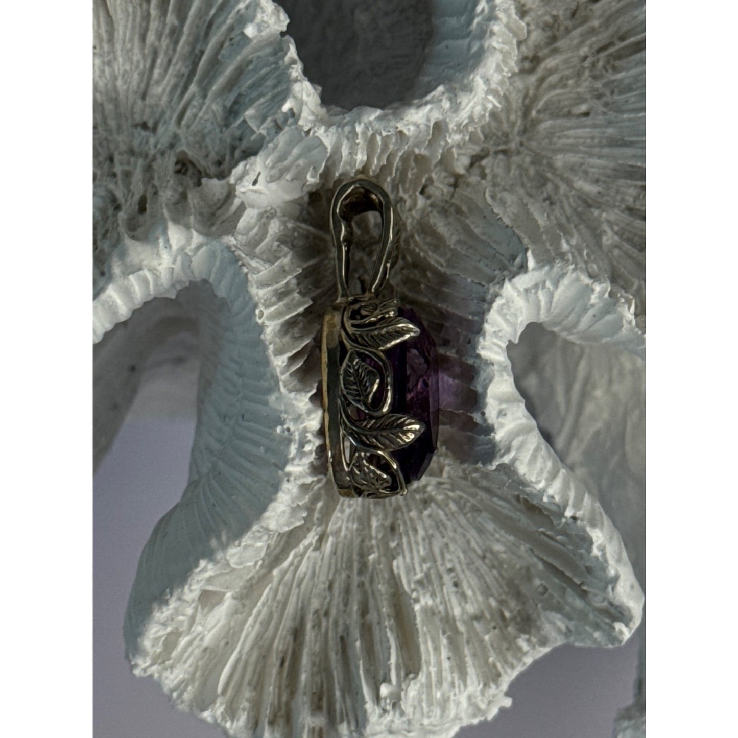 ELEGANT 925 STERLING SILVER AMETHYST PENDANT LENGTH 1 INCH