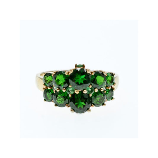 925 STERLING SILVER GOLD PLATED CHRYSOLITES RING SIZE 11.5