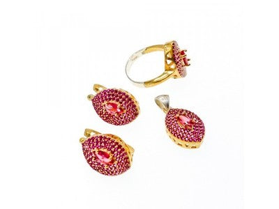 925 Sterling Silver with Gilding Rubellite Set