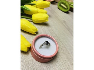 925 Sterling Silver Black Spinel Ring Size 7