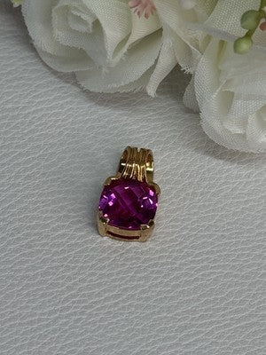 925 Sterling Silver Gold Plated Pink Spinel Pendant Length 0.70 Inch