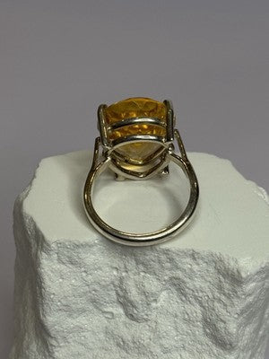 925 Sterling Silver Citrine Ring Size 7