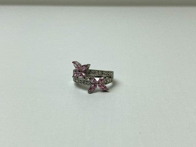 925 Sterling Silver CZ "Butterflies" Ring Size 6.5