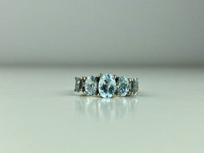925 Sterling Silver Blue Spinel Ring Size 6.5