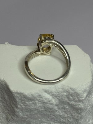 925 Sterling Silver Citrine Ring Size 8