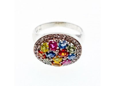 925 Sterling Silver Multi Gemstones "Joy" Ring Size 12.5