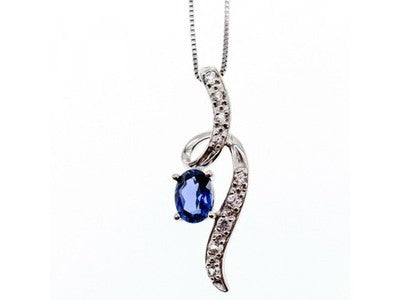 925 Sterling Silver London Blue & White Topaz Chain With Pendant