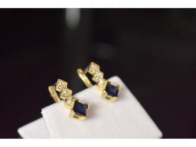 925 Sterling Silver Gold Plated Alpanite & CZ Earrings Turkey