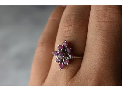925 Sterling Silver Pink Topaz "Flower" Ring Size 6