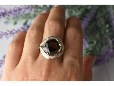 925 Sterling Silver Hessonite Ring Size 9