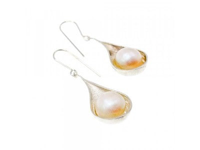 925 Sterling Silver Pearls Earrings Italy