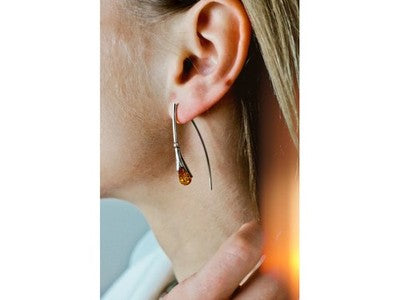 925 Sterling Silver Amber Earrings
